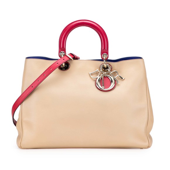 Pre-Loved Dior Large Bicolor Leather Diorissimo Satchel - Picture 1 of 12